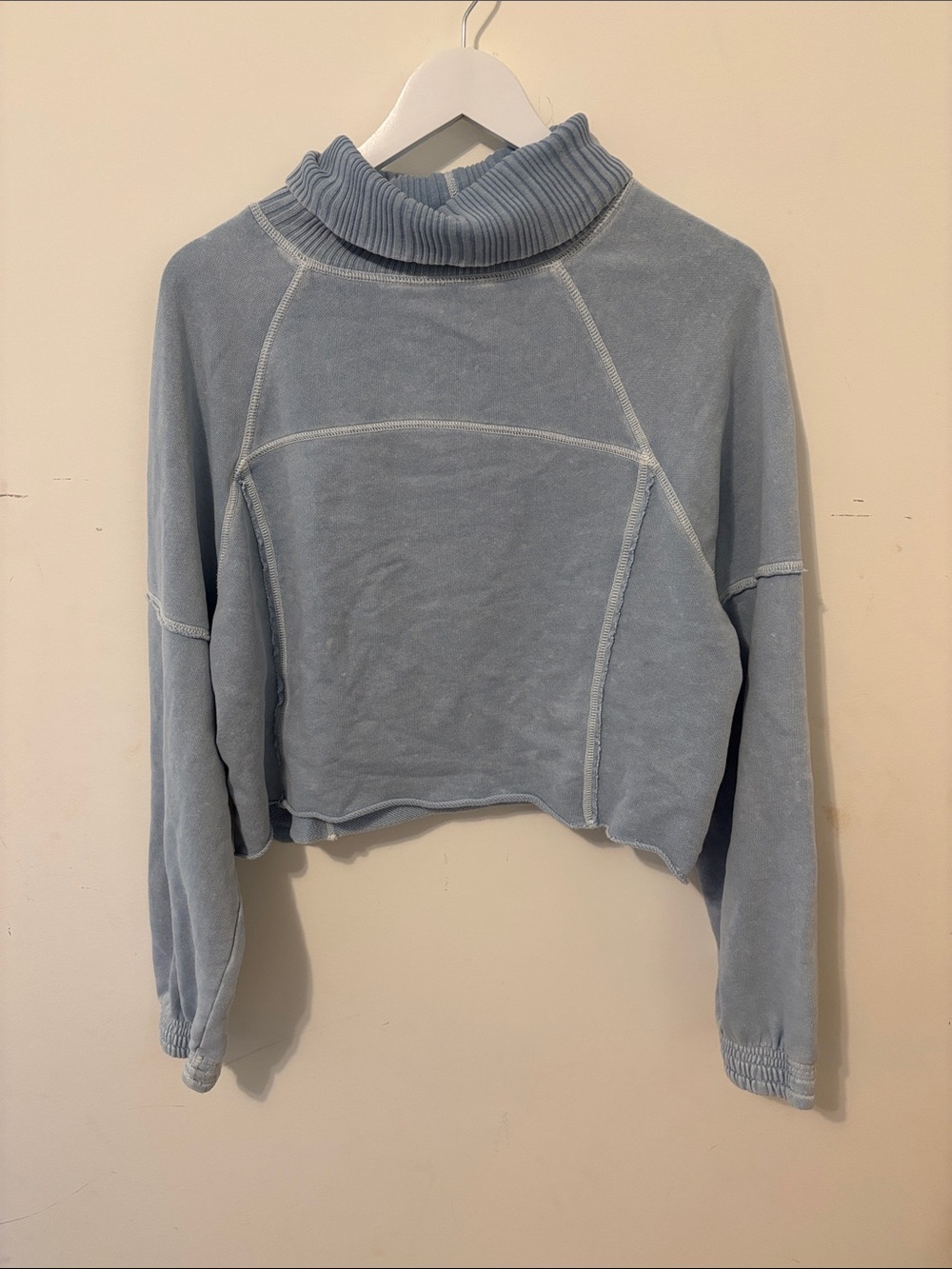 Aerie Women's Light Blue Cropped Turtleneck Sweater